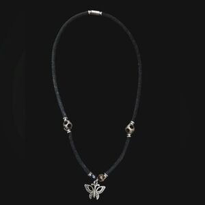 Elegant Black Butterfly Pendant Necklace With A Magnetic Clasp